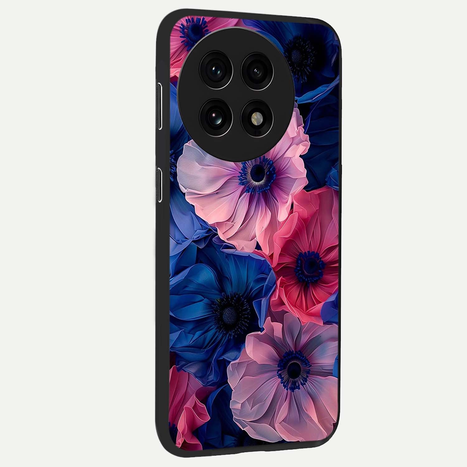 Flower Paper Art Pattern Glass Case for 1+13R side perspective highlighting intricate pattern design and premium build