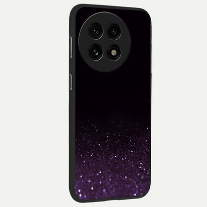 Glittery Purple Bokeh Glass Case for 1+13R side perspective highlighting glowing textures and sleek premium edges