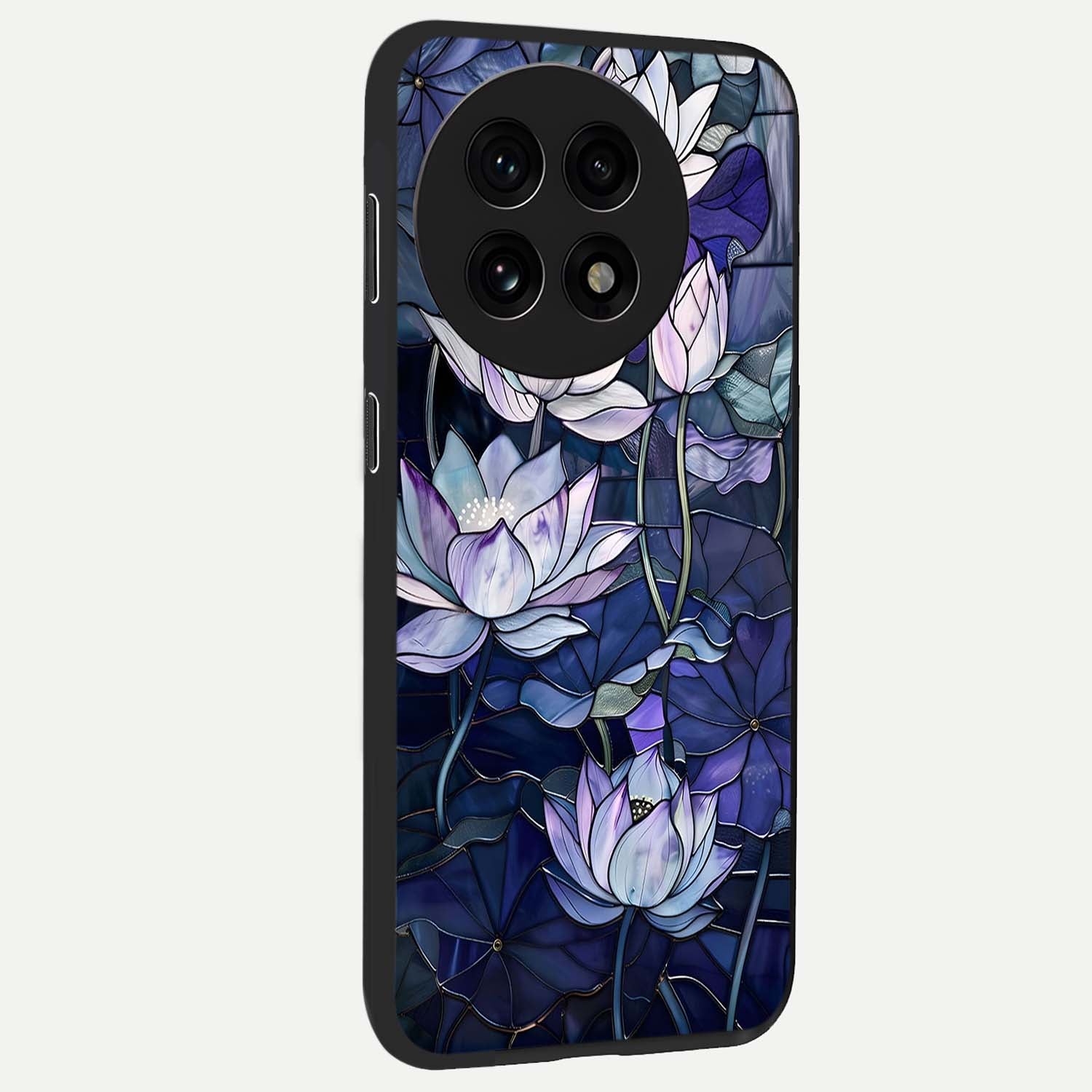 Gloss Petal Rush Glass Case for 1+13R side perspective highlighting smooth edges and rich petal textures