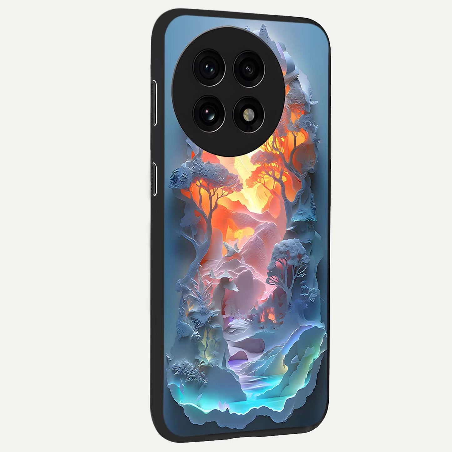 Glow Forest Portal Glass Case for 1+13R side perspective highlighting magical forest textures and premium build