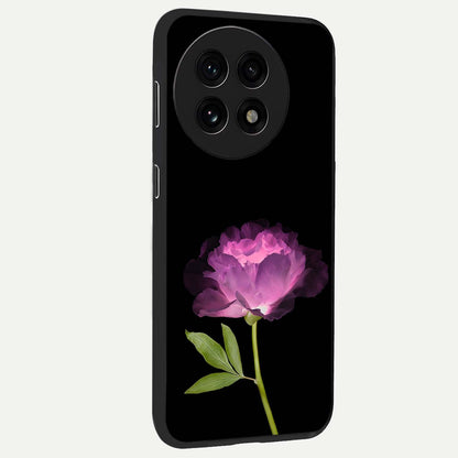 Glow Petal Bloom Glass Case for 1+13R side perspective highlighting glowing bloom textures and sleek edges