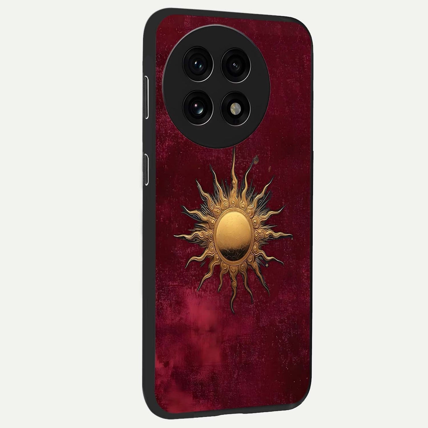 Golden Bloom Fields Glass Case for 1+13R side perspective highlighting delicate bloom textures and premium edges