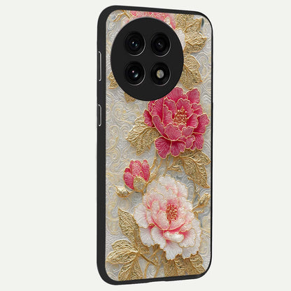 Golden Celestial Charm Glass Case for 1+13R side perspective highlighting luminous detailing and premium edge finish