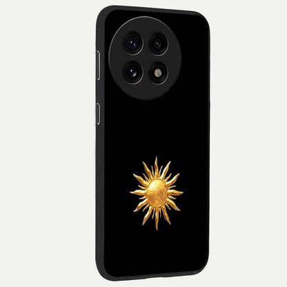 Golden Wave Rise Glass Case for 1+13R side perspective highlighting smooth wave textures and premium edges