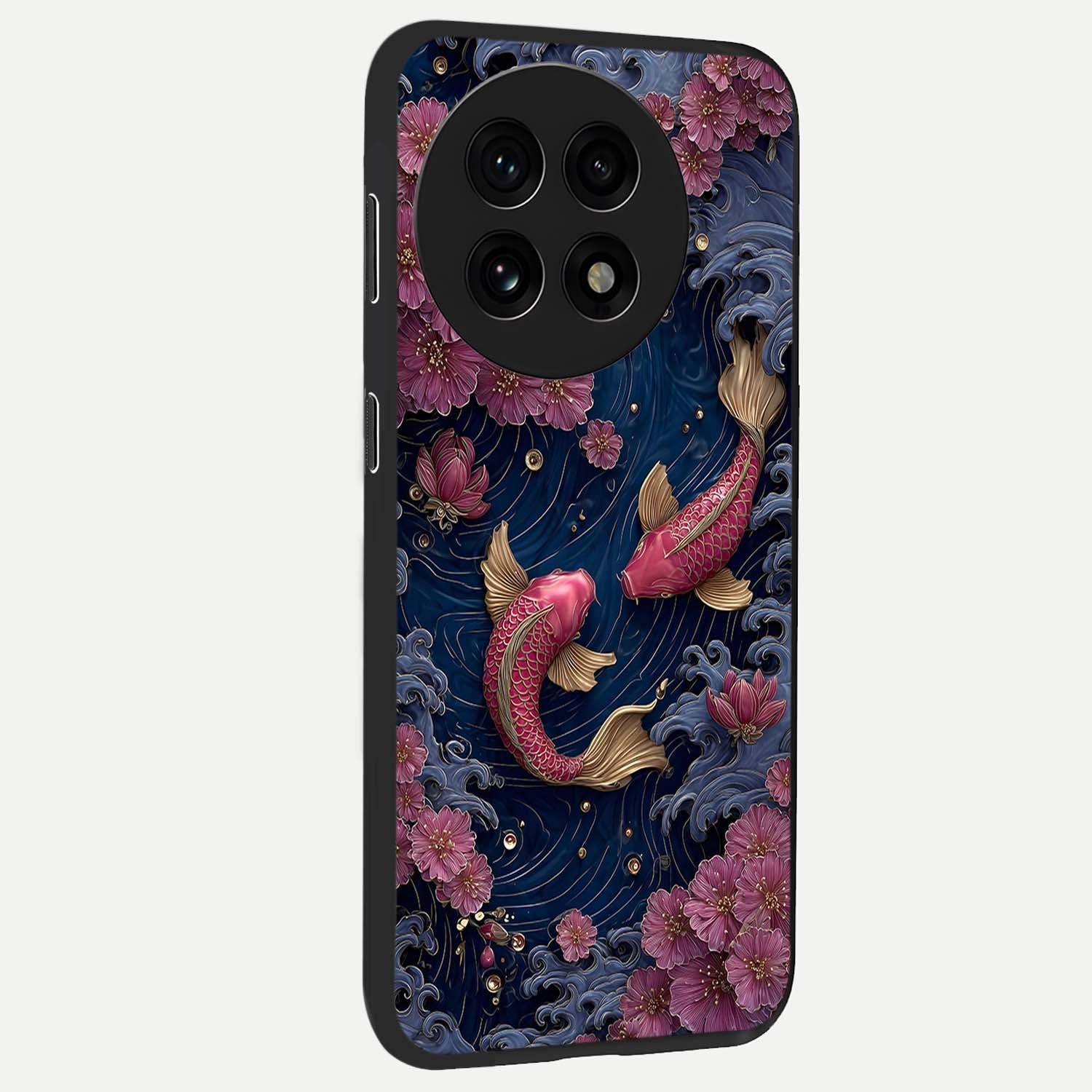 Koi Wave Dance Glass Case for 1+13R side perspective highlighting dynamic motion detailing and smooth build