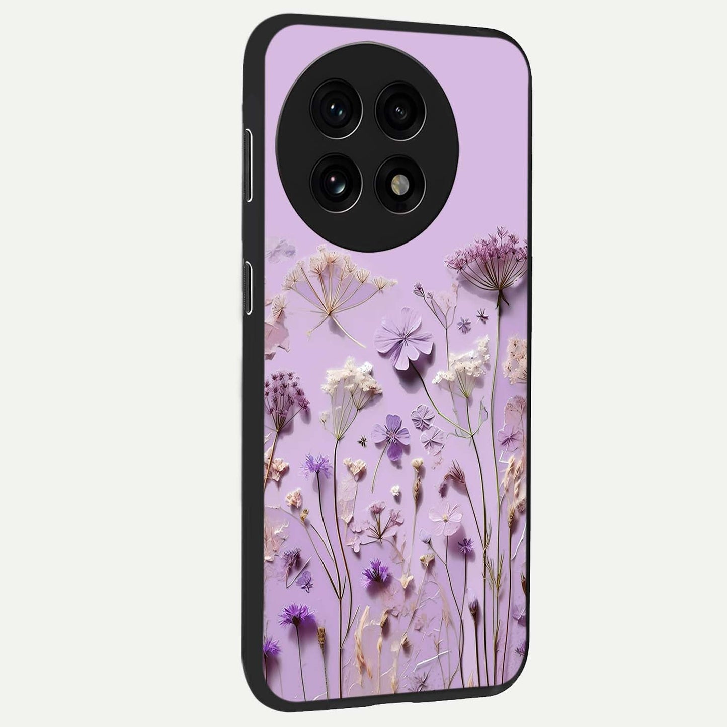 Lavender Blossom Dream Glass Case for 1+13R side perspective highlighting gentle bloom detailing and premium edges