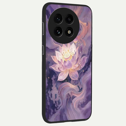 Lavender Lotus Muse Glass Case for 1+13R side perspective highlighting serene lotus textures and premium edges