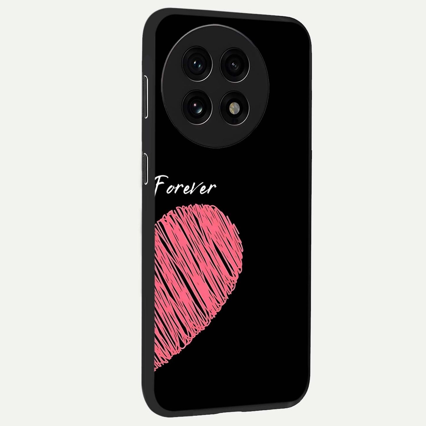 Love Forever Together Right Glass Case for 1+13R side perspective highlighting sweet illustration textures and premium edges