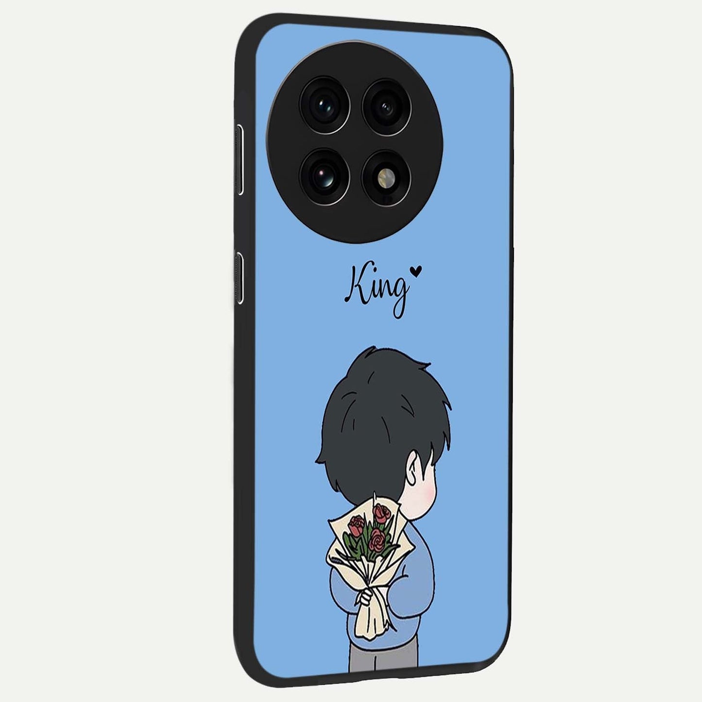 Love in My Hands Glass Case for 1+13R side perspective highlighting delicate detailing and sleek premium build