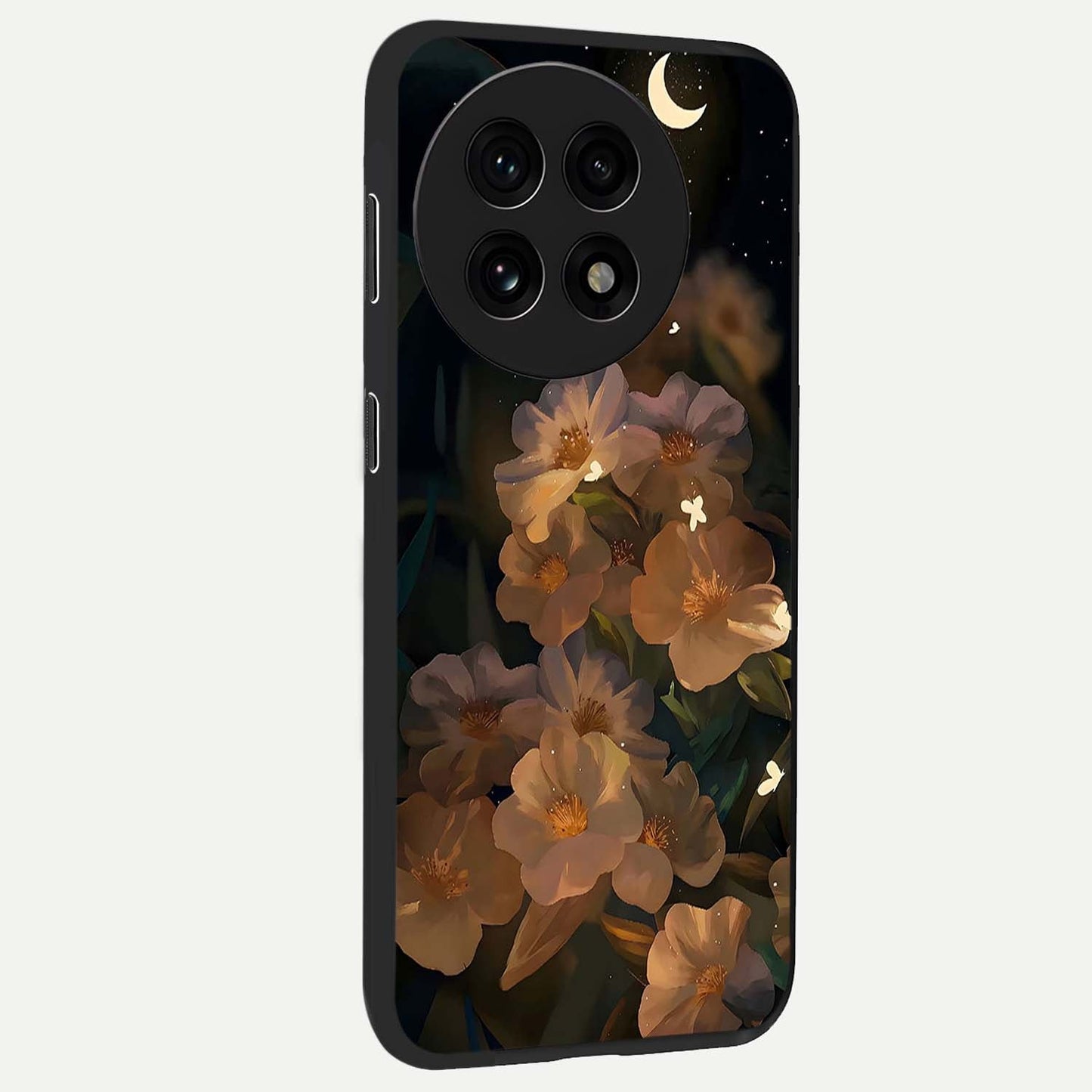 Midnight Bloom Trail Glass Case for 1+13R side perspective highlighting graceful detailing and smooth build