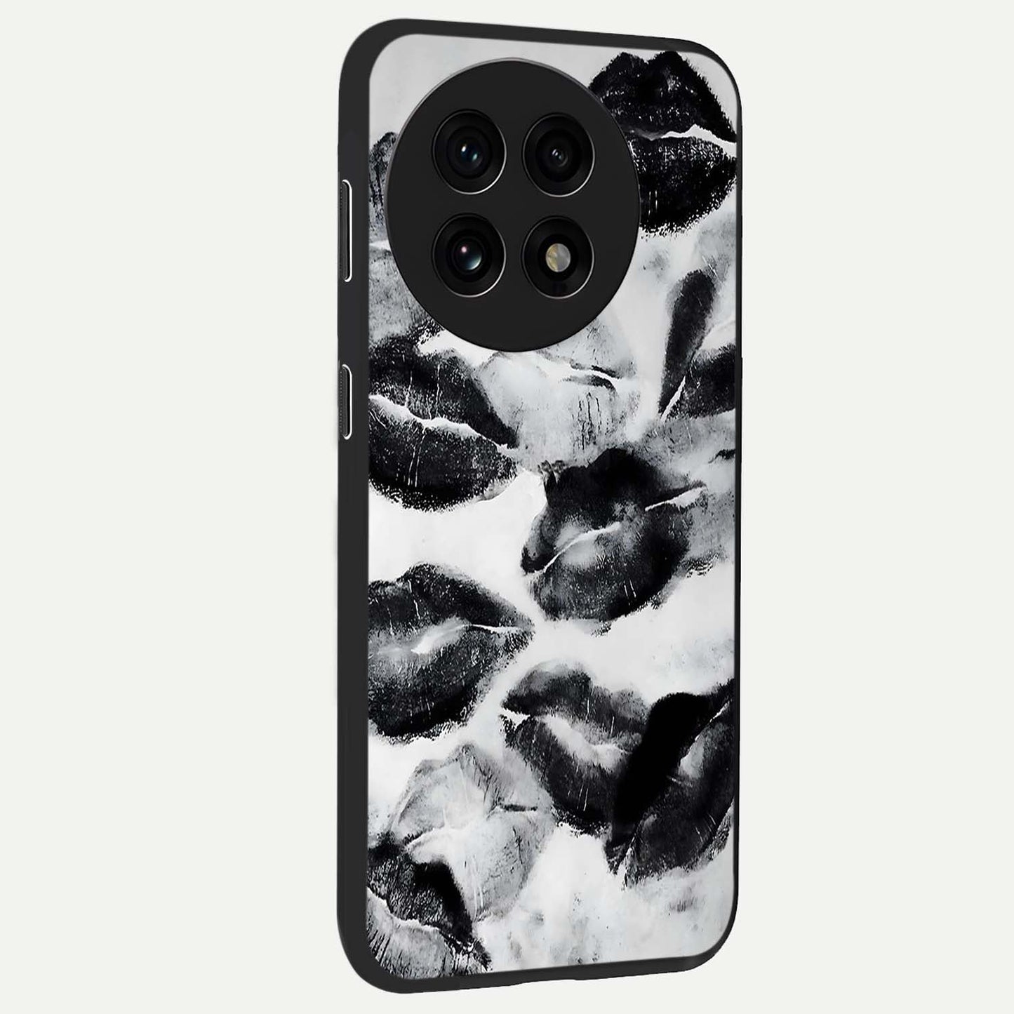 Midnight Kiss Marks Glass Case for 1+13R side perspective highlighting playful detailing and premium edge finish