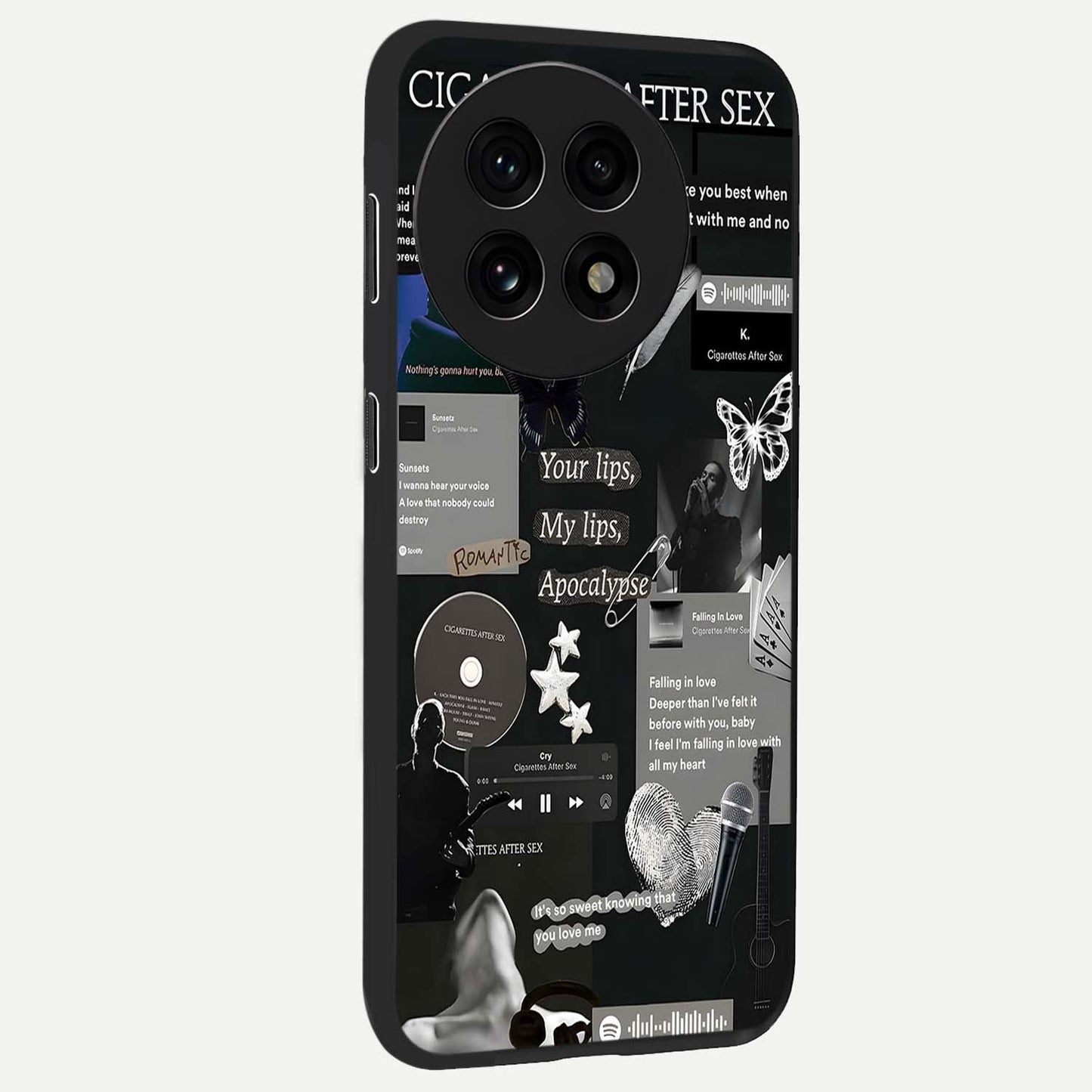 Midnight Love Glow Glass Case for 1+13R side perspective highlighting soft light textures and sleek build