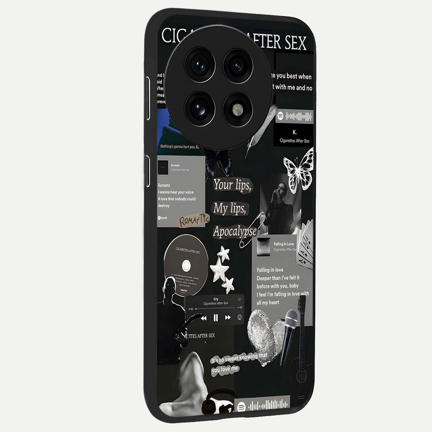 Midnight Love Glow Glass Case for 1+13R side perspective highlighting soft light textures and sleek build