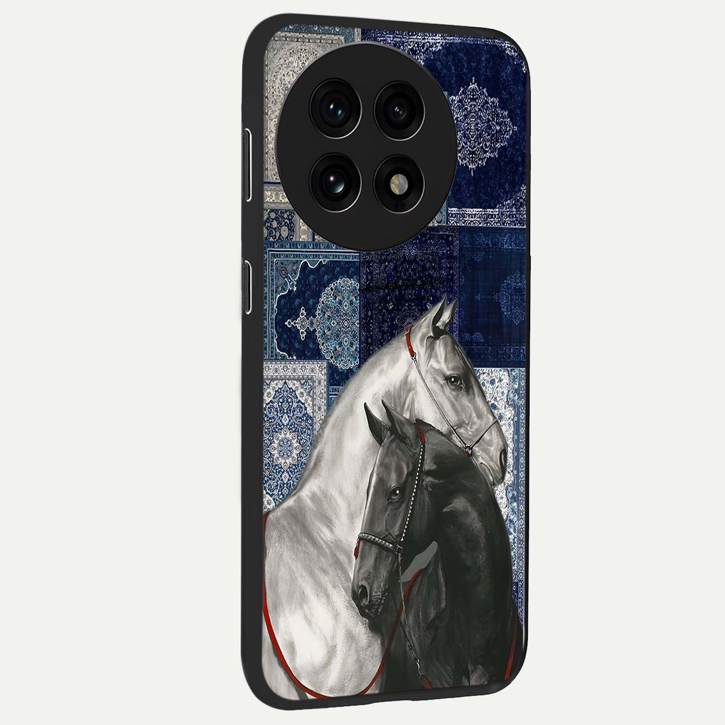Midnight Stallion Blues Glass Case for 1+13R side perspective highlighting refined textures and smooth premium build