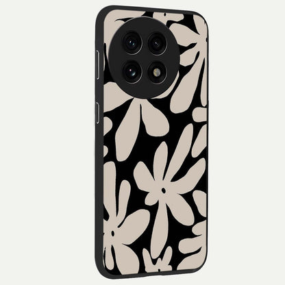 Monochrome Petal Dance Glass Case for 1+13R side perspective highlighting refined textures and premium edges