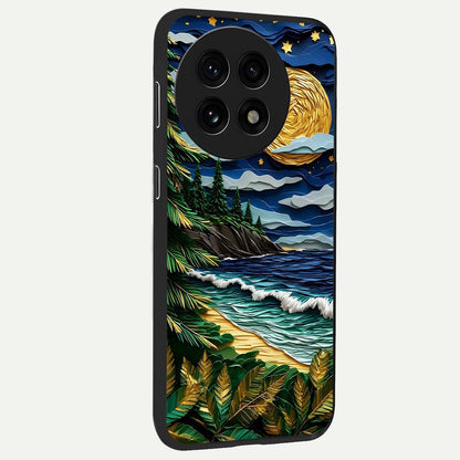 Moonlit Ocean Pines Glass Case for 1+13R side perspective highlighting serene landscape textures and premium edges