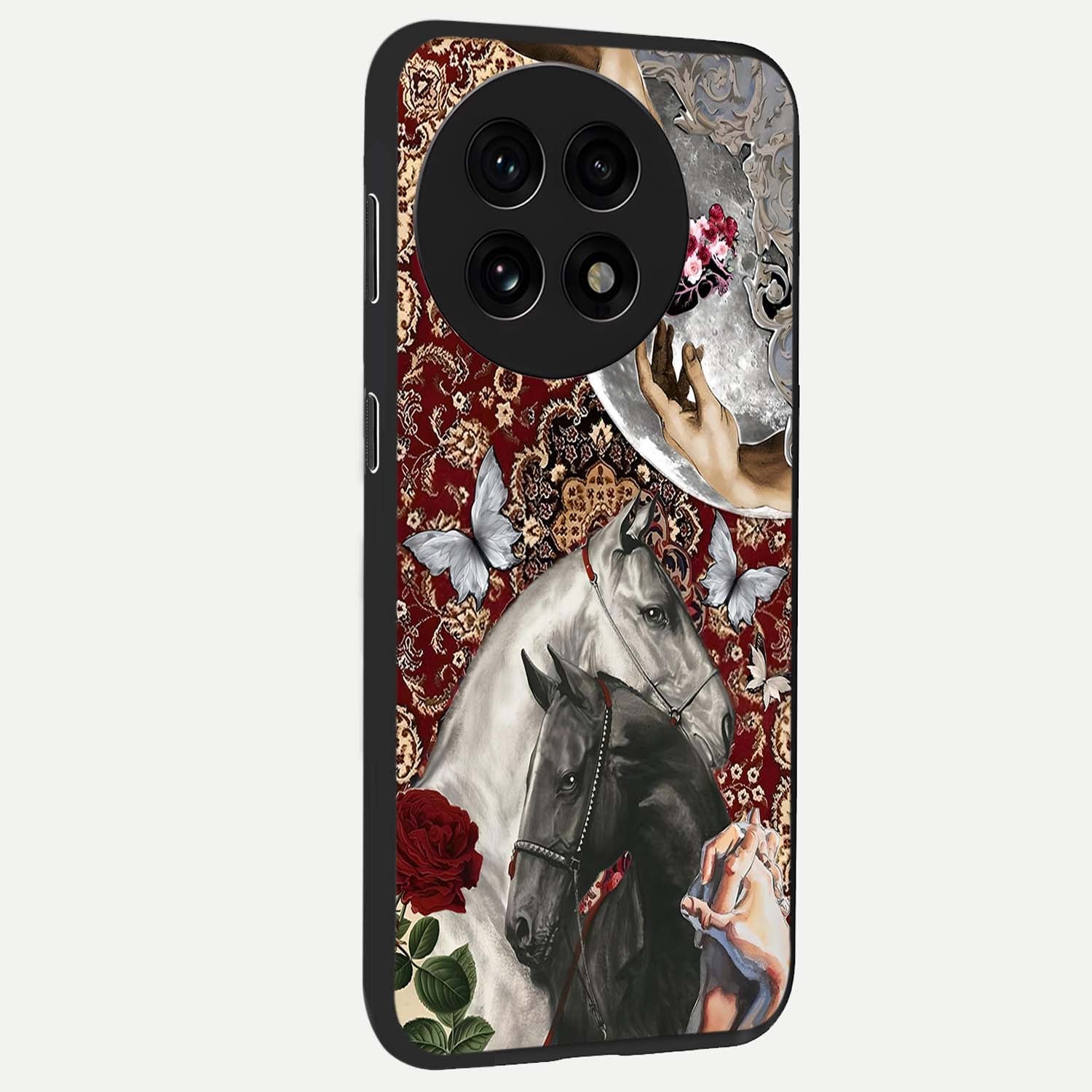 Moonlit Royal Stallion Glass Case for 1+13R side perspective highlighting refined equestrian detailing and premium edges