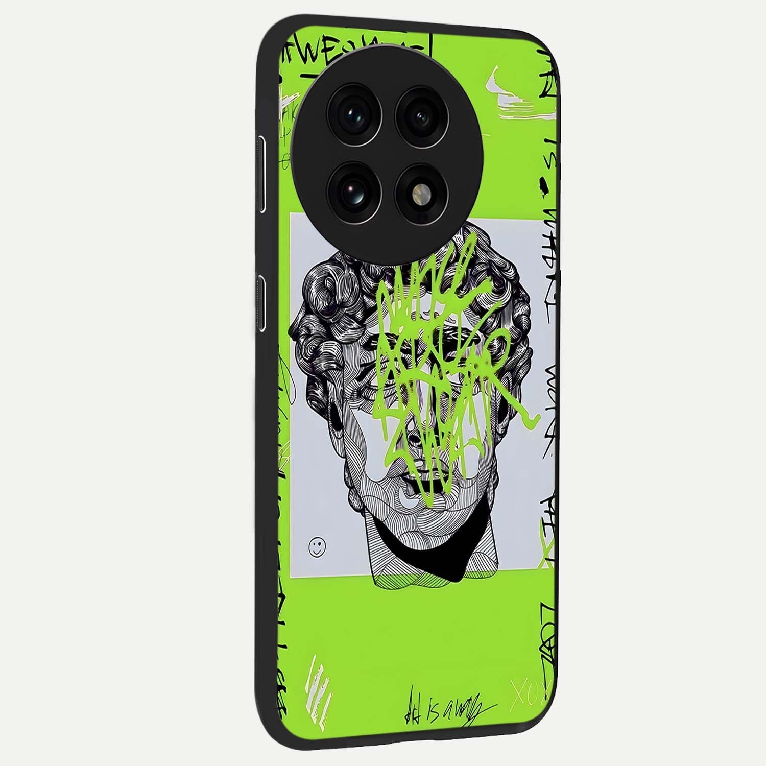 Neo Graffiti Rebellion Glass Case for 1+13R side perspective highlighting vibrant street textures and premium edges