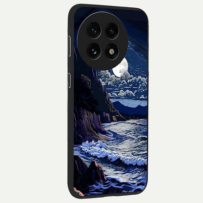 Night Moon Scenery Pattern Glass Case for 1+13R side perspective highlighting calming scenic textures and smooth build