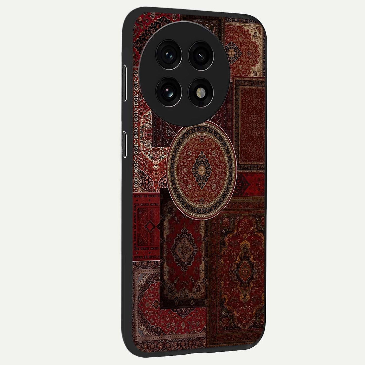 Persian Heritage Collage Glass Case for 1+13R side perspective highlighting cultural textures and premium edges