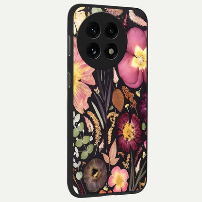 Petal Dream Tapestry Glass Case for 1+13R side perspective highlighting woven floral textures and sleek build