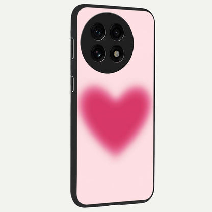 Pink Aura Heart Glass Case for 1+13R side perspective highlighting smooth gradients and premium edges