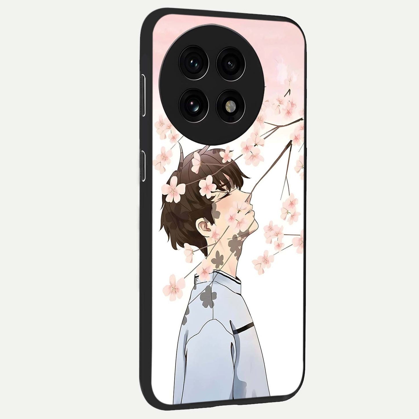 Pink Blossom Boy Glass Case for 1+13R side perspective highlighting delicate floral textures and sleek build