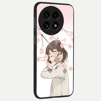 Pink Blossom Girl Glass Case for 1+13R side perspective highlighting elegant textures and premium edges