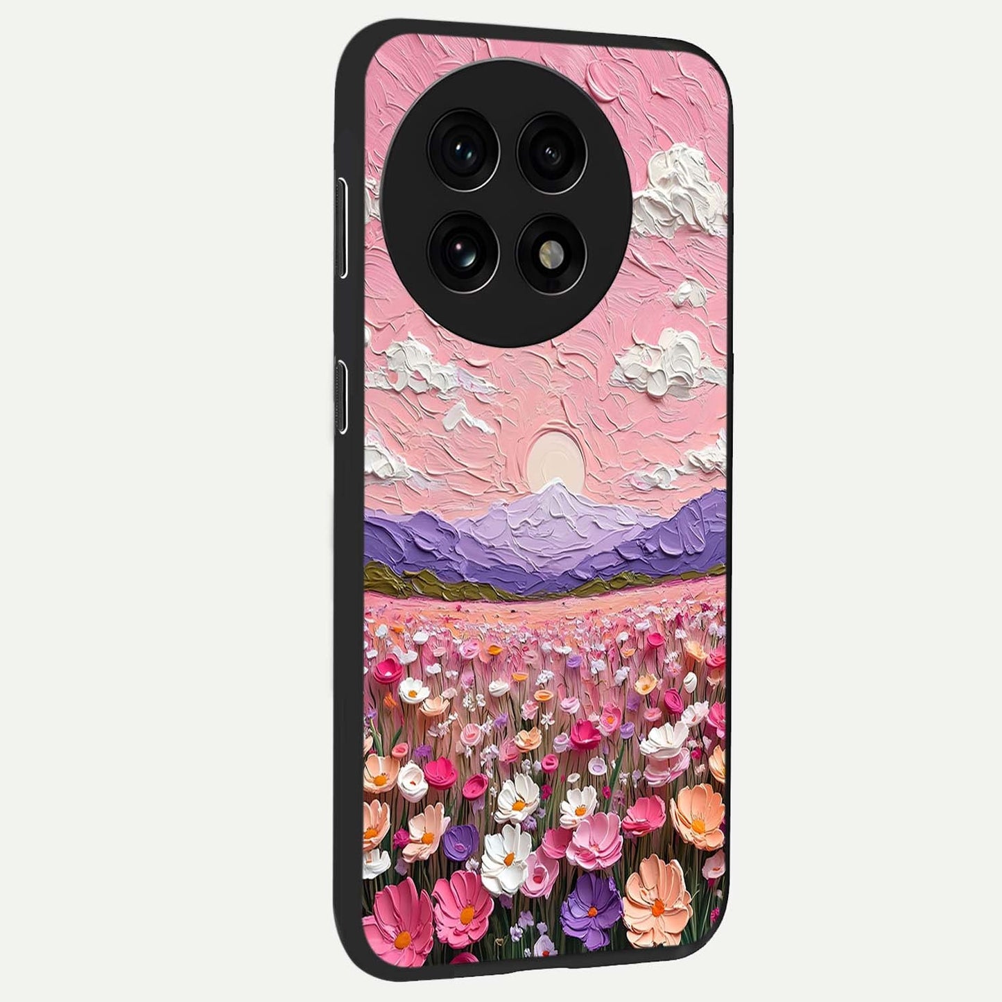 Pink Pastel Groovy Art Glass Case for 1+13R side perspective highlighting funky textures and premium edges