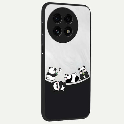 Playful Panda Parade Glass Case for 1+13R side perspective highlighting charming detailing and premium edges
