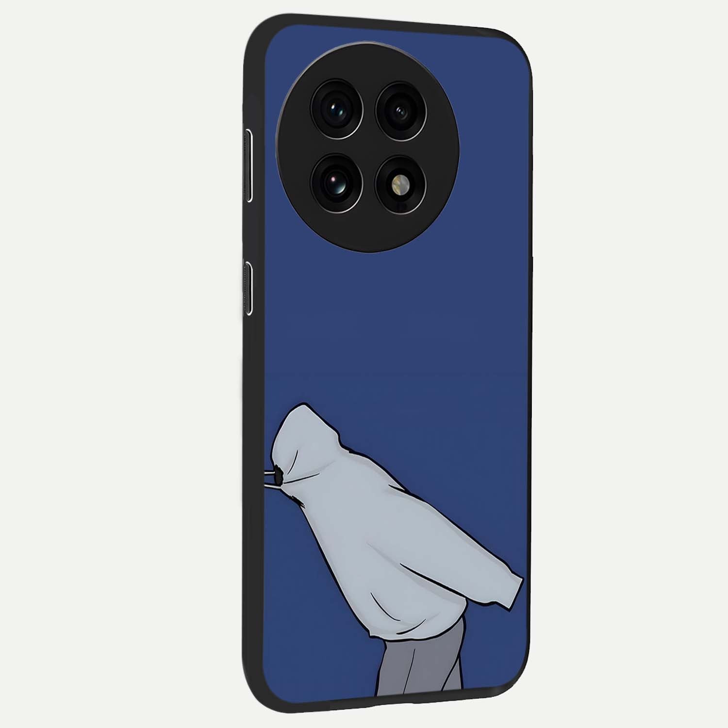 Quiet Painful Love Glass Case for 1+13R side perspective highlighting subtle detailing and smooth premium build