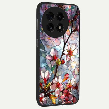 Radiant Bloom Glow Glass Case for 1+13R side perspective highlighting radiant textures and sleek premium build