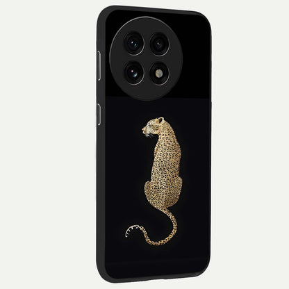 Regal Leopard Glass Case for 1+13R side perspective highlighting fierce pattern detailing and premium edges