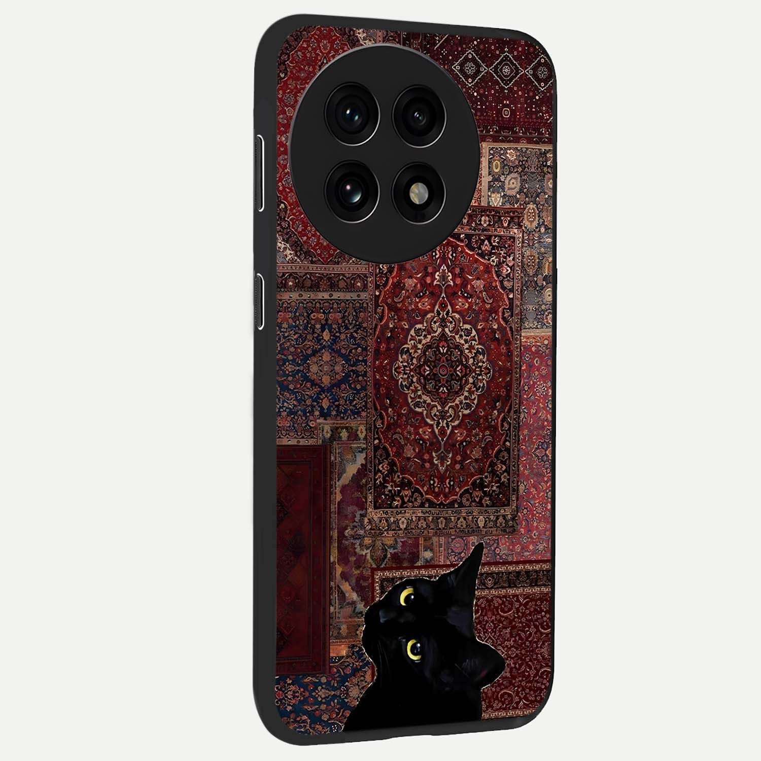 Regal Magic Cat Apple Glass Case for 1+13R side perspective highlighting cute character textures and smooth build