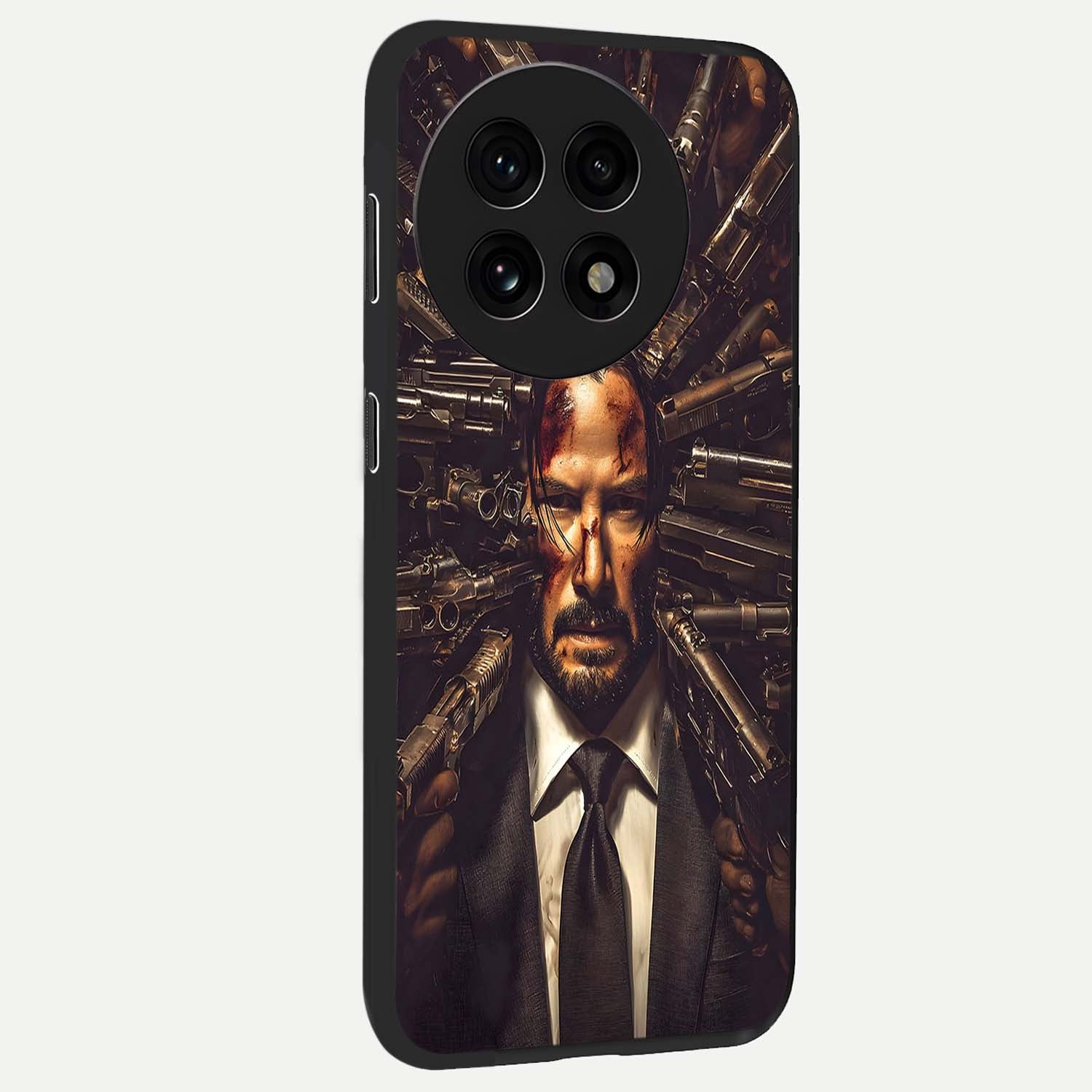 Relentless Shadow Assassin Glass Case for 1+13R side perspective highlighting sharp textures and sleek premium build