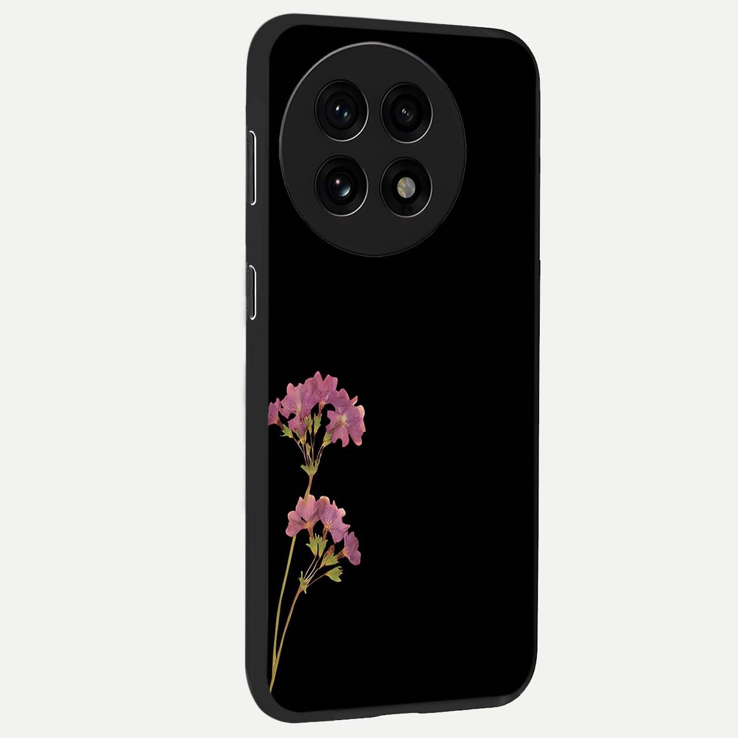 Riching Lavender Flower Glass Case for 1+13R side perspective highlighting delicate bloom textures and premium edges