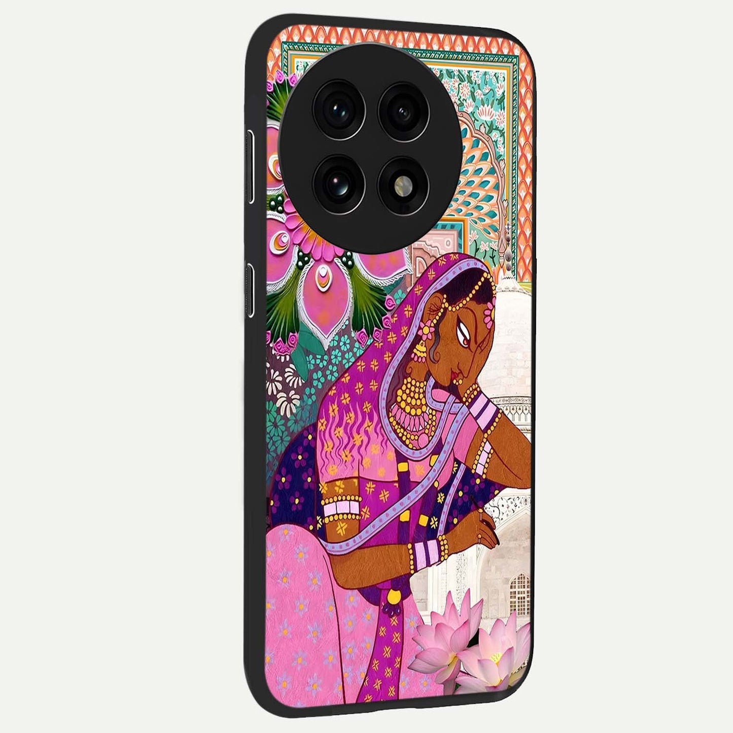Royal Lotus Muse Glass Case for 1+13R side perspective highlighting serene textures and smooth build