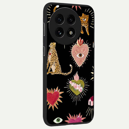 Sacred Jungle Heart Glass Case for 1+13R side perspective highlighting lush textures and premium edges