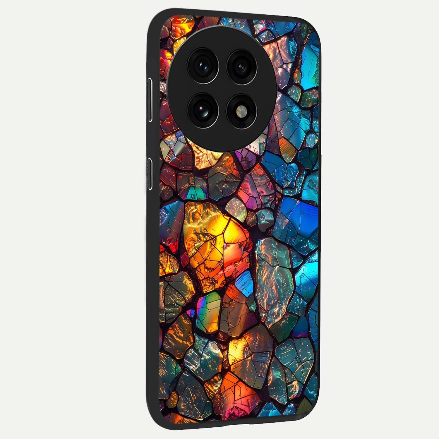 Shattered Light Glass Case for 1+13R side perspective highlighting dynamic textures and premium edges