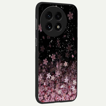 Small Starry Flowers Glass Case for 1+13R side perspective highlighting delicate bloom textures and premium edges