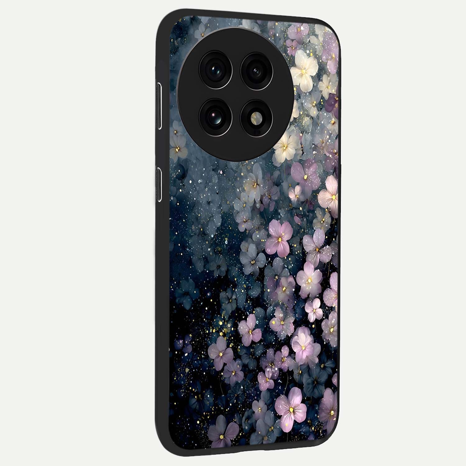 Starlit Blossom Dreams Glass Case for 1+13R side perspective highlighting delicate bloom textures and smooth build