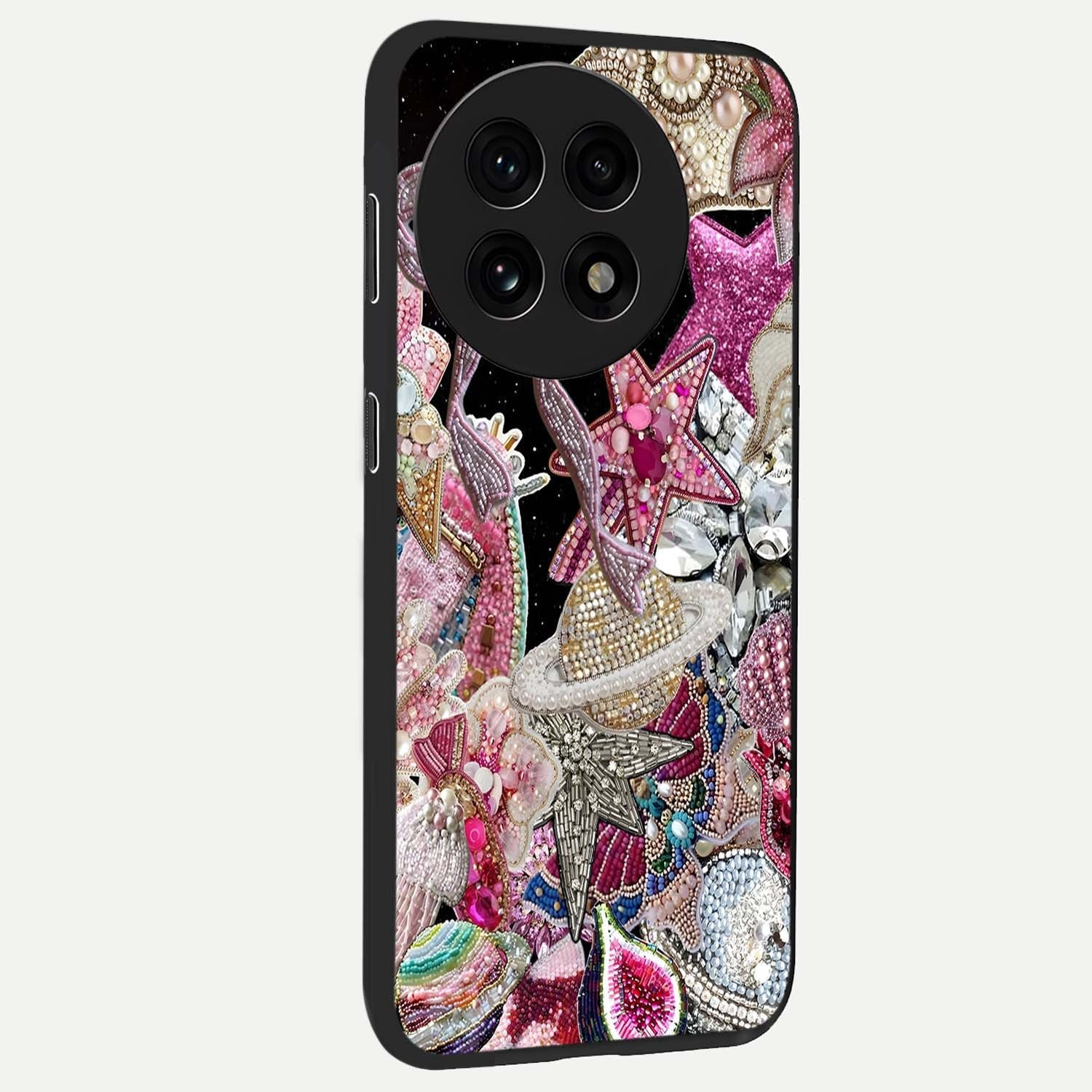 Starlit Jewel Dream Glass Case for 1+13R side perspective highlighting sparkling textures and sleek premium build