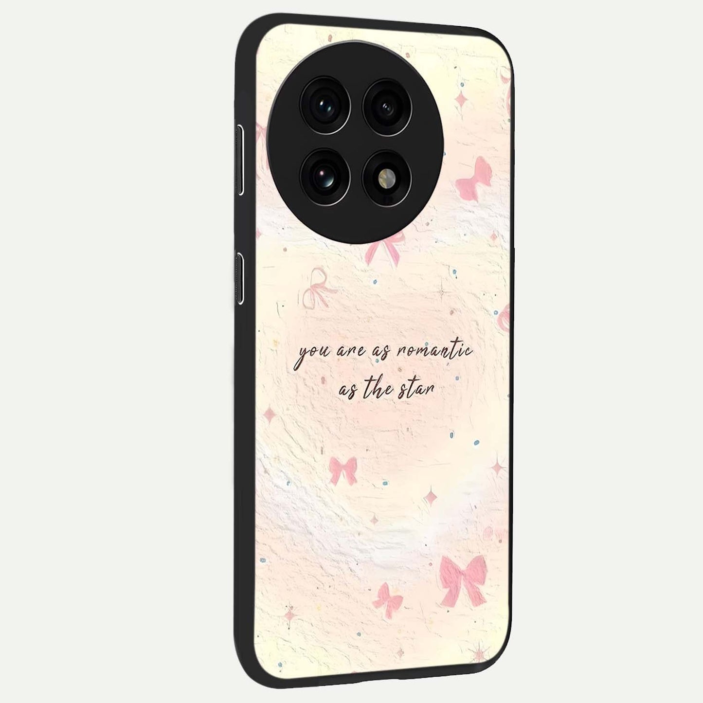 Starry Bow Romance Glass Case for 1+13R side perspective highlighting delicate detailing and premium edges