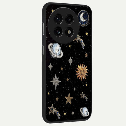 Stars and Planets Brooches Glass Case for 1+13R side perspective highlighting intricate planetary textures and sleek build