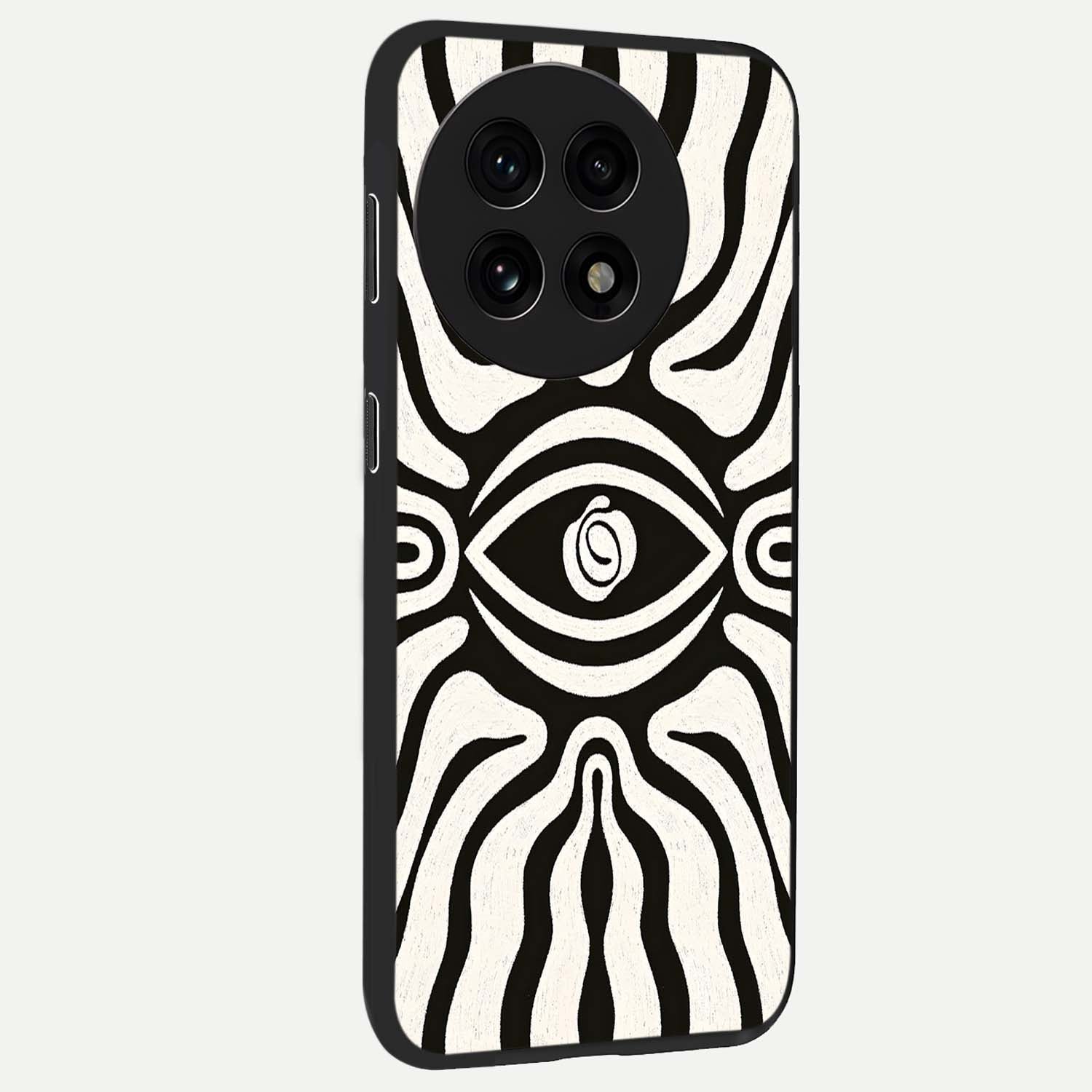 Trancewave Illusion Art Glass Case for 1+13R side perspective highlighting dynamic wave textures and premium edges