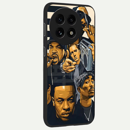 Urban Rap Legends Glass Case for 1+13R side perspective highlighting graphic textures and premium edges