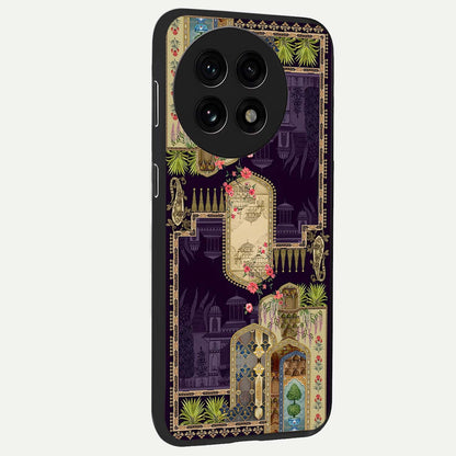 Velvet Mughal Art Glass Case for 1+13R side perspective highlighting ornate detailing and smooth premium build