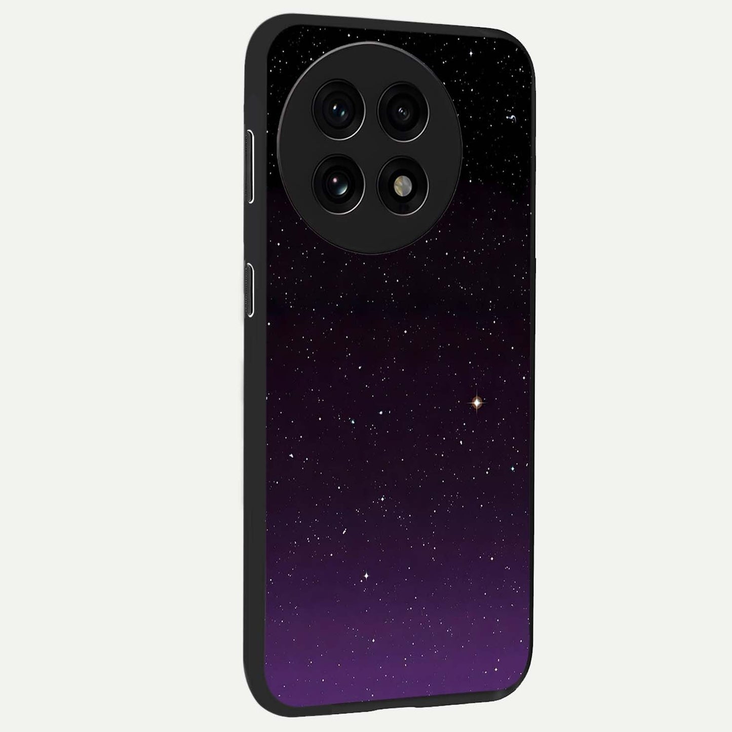 Violet and Black Shade Glass Case for 1+13R side perspective highlighting smooth gradient textures and sleek build