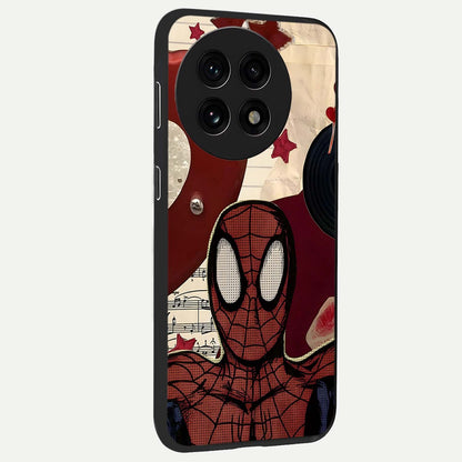 Web Warrior Vibes Glass Case for 1+13R side perspective highlighting energetic textures and premium edges