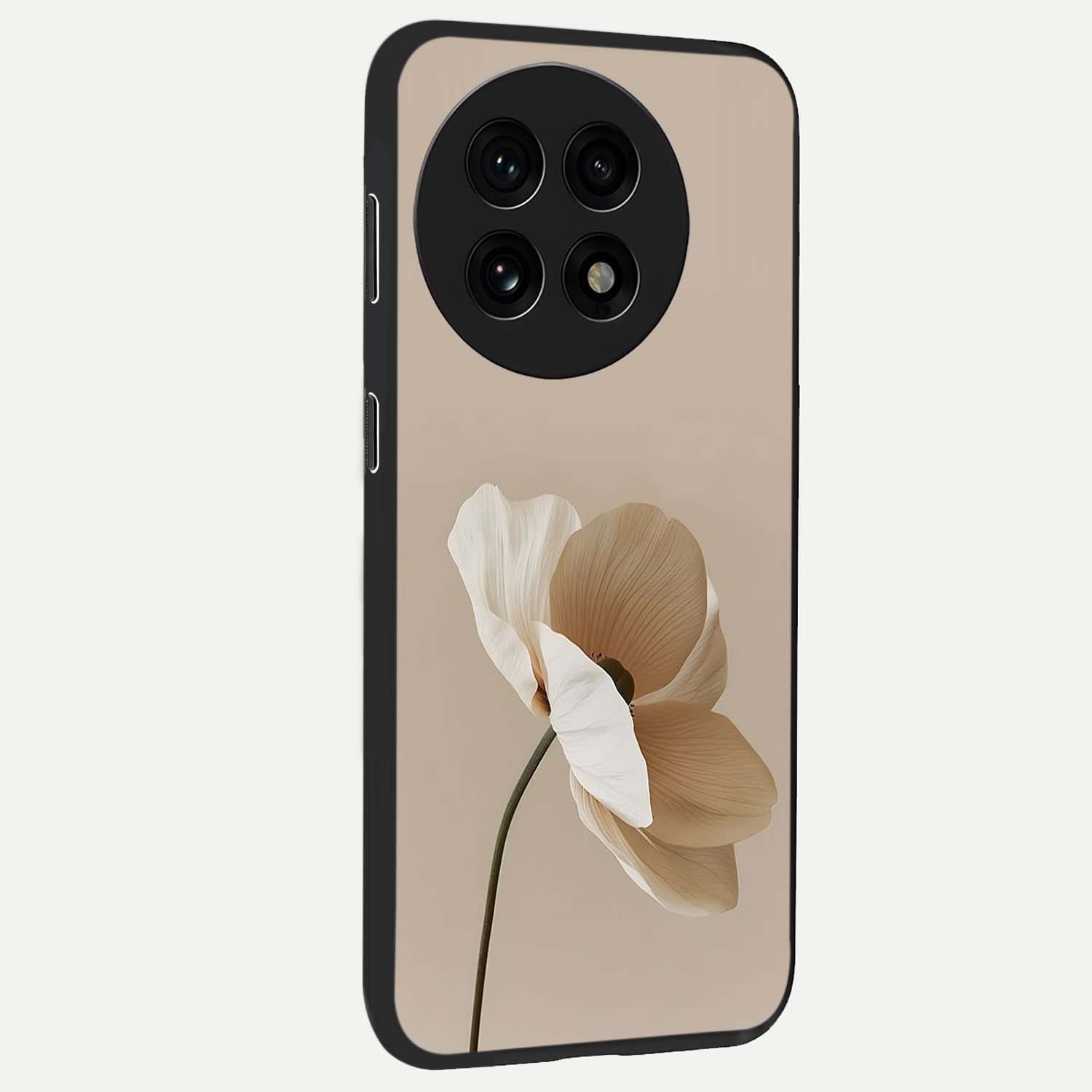 Whispering Petals Glass Case for 1+13R side perspective highlighting delicate petal textures and smooth build